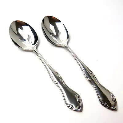 Vintage Stainless Steel JAPAN Glossy Silverware Set Of 2 Slotted Spoons 8.25  • $24.95