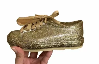 Mel Dreamed By Melissa Size 12 Kids Glitter Gold Jelly Low Cut Sneakers Rubber • $25