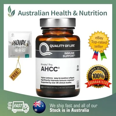 Quality Of Life Kinoko Pro Ahcc 60 Capsules + Free Same Day Shipping & Sample • $129.95