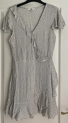 £3.99 • Buy Missguided Womens White & Black Polka Dot Frilled Short Dress Size 8