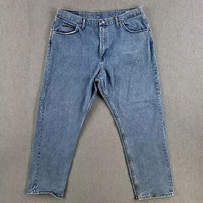 Vintage Wrangler 40x32 Blue Jeans Classic Heavy Denim Work Pants Stone Wash • $11.83