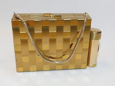 Vintage Glamour Metal Clutch Purse Lipstick Case With Mirror And Compact Gold • $48.95