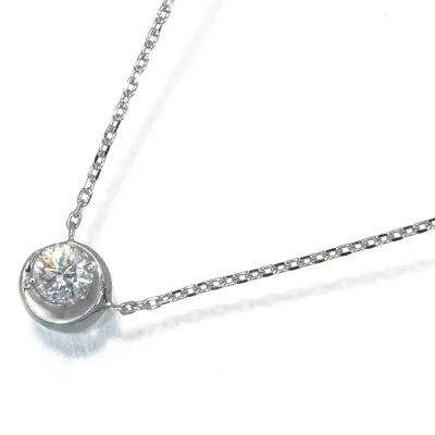 Auth STAR JEWELRY Necklace Moon Setting Diamond 0.14ct 18K 750 White Gold • $327.38