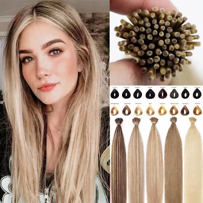 CLEARANCE 100 Strands I-Tip Stick Tip Hair 100% Human Hair Extensions Keratin 1G • $40.42