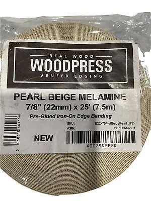 Wood Press Veneer Edging Pearl Beige Melamine 7/8 In 25 Ft Pre Glued Real Wood • $10