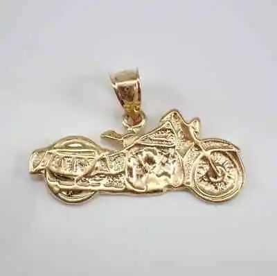 925 Sterling Silver Vintage Motorcycle Charm Pendant 14K Yellow Gold Plated • $163.99