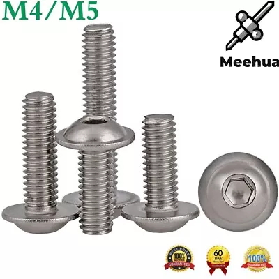 M4 M5 304 Stainless Steel Button Head Hexagon Socket Screws Flanged Washer Bolts • $9.84