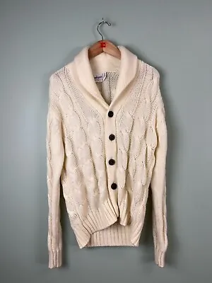 Vintage Bambergers Button Front Ivory Cable Knit Sweater Size XL Men's Adult • $35.99