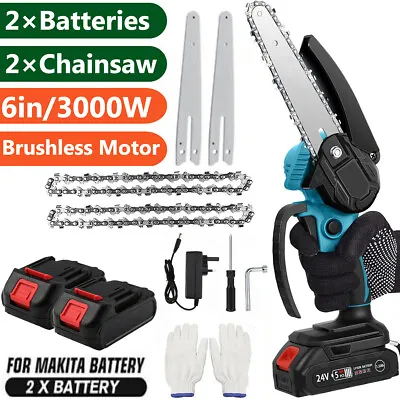 For Makita Battery Electric Cordless 6 Chainsaw One-hand Saw Wood Pruning Cutter • £26.99