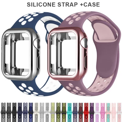 $16.99 • Buy 42/44mm Silicone Apple Watch Band Strap+Case IWatch Series SE 6 5 4 3 2 38/40mm