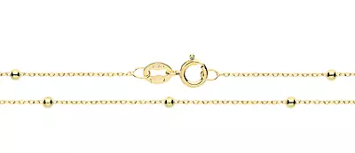 £59.95 • Buy 9CT ROSE GOLD NECLACE 16 Inch FLAT TRACE BEAD BALL CHAIN 9 CARAT GOLD NEW