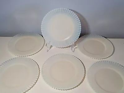 6 Macbeth Evans Petalware Cremax Beige 8” Salad Luncheon Plates Glass Off White  • $26.99