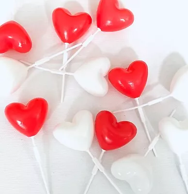 12 Vintage Valentine Puffy Heart Balloon Cupcake Toppers Valentines Day • $10