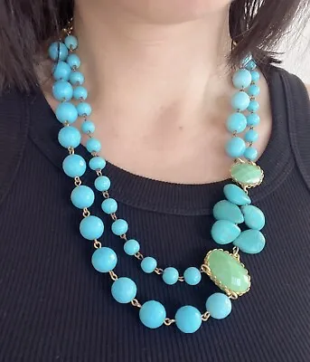 $30 • Buy David Aubrey Turquoise Statement Necklace, Pre-owned