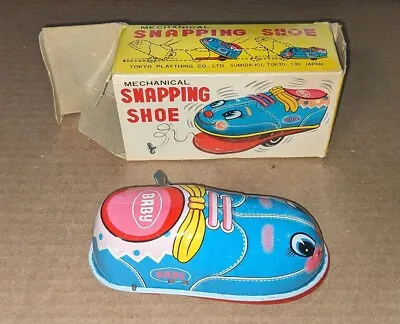 Vintage Windup Toy Mechanical Snapping Shoe TPS Japan Tin Litho W/ Box • $34.50