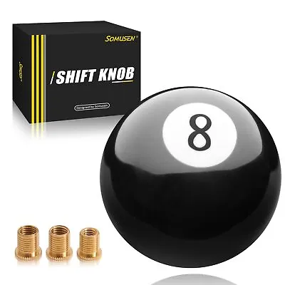 Universal No.8 Billiard Ball Gear Shifter Black Round Shift Knob With 3 Adapters • $10.98