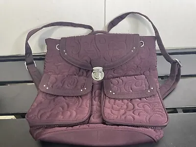 VERA BRADLEY Classic Metal Clasp Clinch Backpack WINE Microfiber Gorgeous & Rare • $69.99