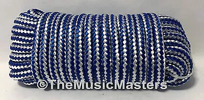 Blue/White Double Braid Poly 3/8  X 50' Marine UTILITY ROPE Boat Dock Line Cord • $19.49