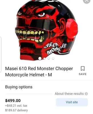 Masei 610 Red Monster Chopper Motorcycle Helmet- L/XL NEW • $300