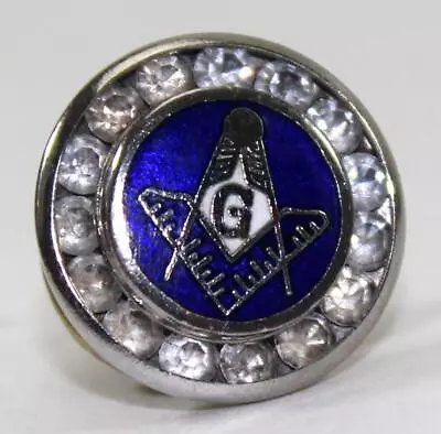 Vintage Masonic Lodge Freemasonry Rhinestone Tie Tack Lapel Pin ~ 5/8  Diameter • $24.99