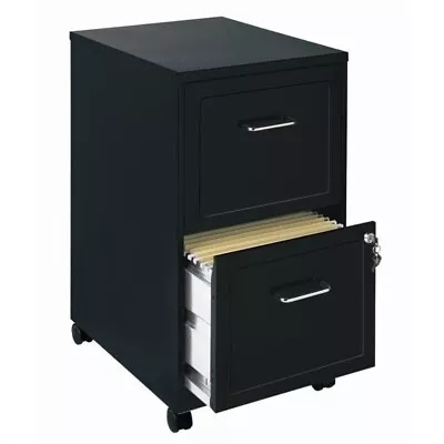 Space Solutions 18  Metal 2 Drawer Mobile Smart Vertical File Cabinet Black • $109.77