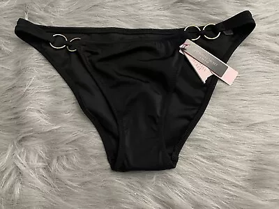 Victorias Secret Nwt Black W/ Gold Rings Swim Bikini Bottom Medium M • $29.99