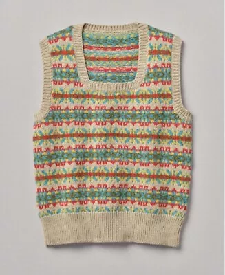 Toast Fairisle Wool Cotton Knitted Vest Tank 8 10 12 Vintage Look 30s 40s Boho • £95