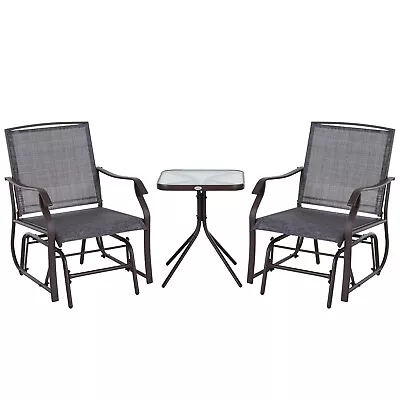 3 Piece Rocking Glider Chair With Table Set Outdoor Porch For Patio Garden Lawn  • $161.19