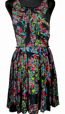 Madewell Broadway & Broome Women's Size 0 100% Silk Fit & Flare Pleated Dress • $19.99