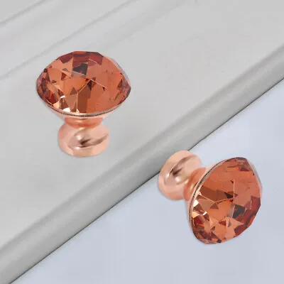 10X Door Knobs Rose Gold Crystal Glass Drawer Cabinet Handle Kitchen Door .g • £10.67