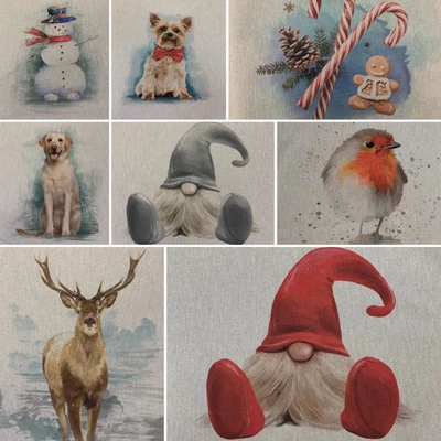 £3.25 • Buy CHRISTMAS LINEN LOOK PANELS - Cushions,Crafts, Bags, 18 X18  / 45cm X 45cm
