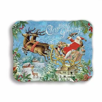 Michel Design Works Christmas Joy Santa Sleigh & Reindeer Melamine Cookie Tray  • $49.99
