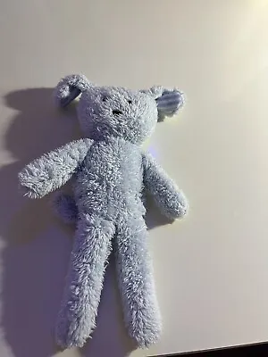 Baby Blue Bunny Teddy Bear Soft Toy Plush Rattle Comforter Stripy Ears • £9.99