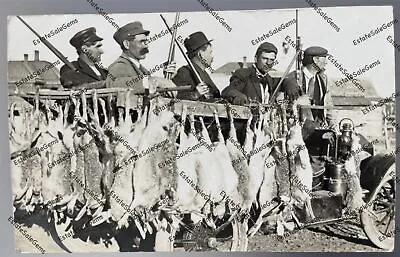 Antique RPPC Rabbit Hunters Chetopa Kansas Game Hunting Real Photo Postcard • $190