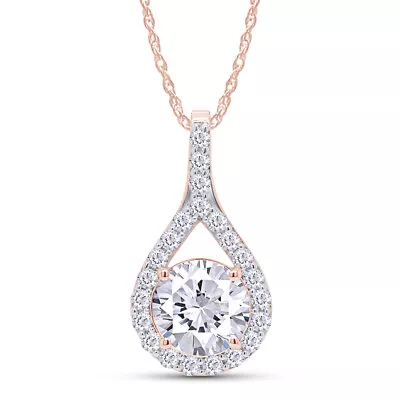 2CT Moissanite Mermaid Tear Pendant Necklace 18K RG Plated D Color Diamond • $77.91