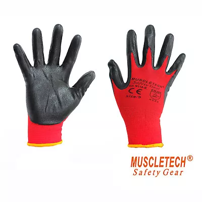 12 Pairs Nitrile Foam Safety Work Gloves Mechanic Gardening  Multi Purpose Glove • $24.99