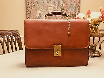 TANNER KROLLE  1960s Vintage Tan  Bridle Leather Briefcase / Portfolio - ENGLAND • $870