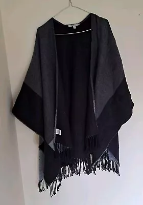 Black Grey Tasselled Over Shoulder Shawl Cardigan Kimono Free Size $4 EXPRESS • $49