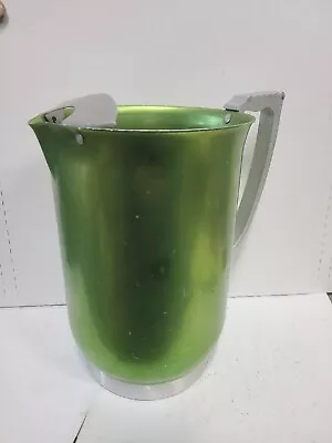 Vintage MCM Anodized Aluminum Green Pitcher With Ice Guard 8  Mid Century Modern • $20