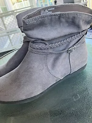 NEW. Ladies Gray Faux Suede Slouch Boots By Arizona Jeans Co.  Size 7. • $9