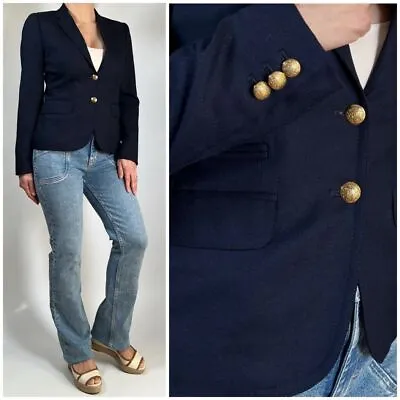 Women's J.Crew Navy Blue Wool Blend Blazer Suit Jacket Size 0 • $34