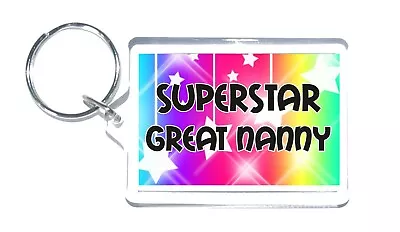 Fun Great Nanny Gift - Superstar - Novelty Keyring - I Love My Family Present • £3.95