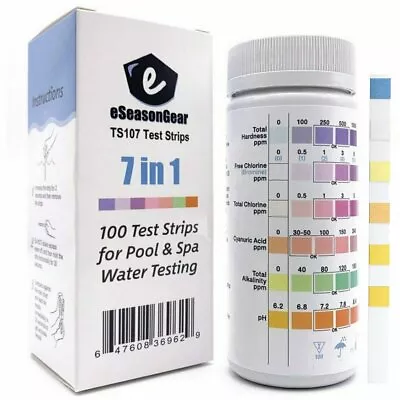 ESeasongear 7 In 1 Pool And Spa Test Strips 100/Pack 7-WAY Check TS107 • $4.99