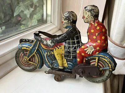 1930s METTOY OU2 Original Clowns Motorcycle Clockwork Tin Toy Made In Britain • £635