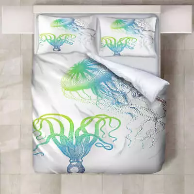 Blue Green Symmetry 3D Print Duvet Quilt Doona Covers Pillow Case Bedding Sets • $95.22