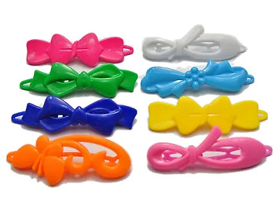 24 Mixed Color Assorted Plastic Hair Barrette Clip Bow Pin DIY Craft • £4.09