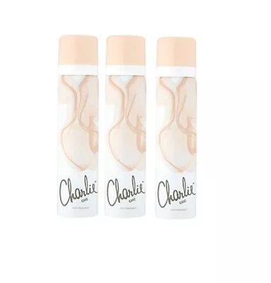 3 X Charlie Body Spray Chic (75ml) • £8.79