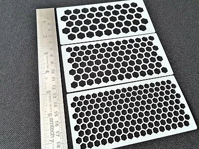 £8.75 • Buy Set Of 3pcs Hexagon Cells Pattern Stencils Face Body Airbrush Paint Carbon Fiber