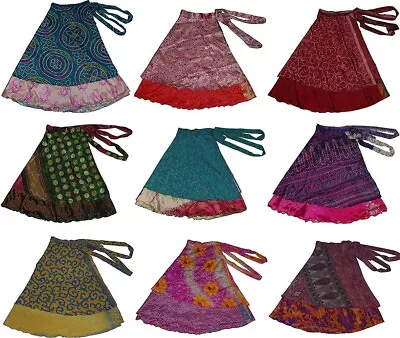 2 Pcs Vintage Silk Recycled Magic Wrap Around Skirts • $26.99