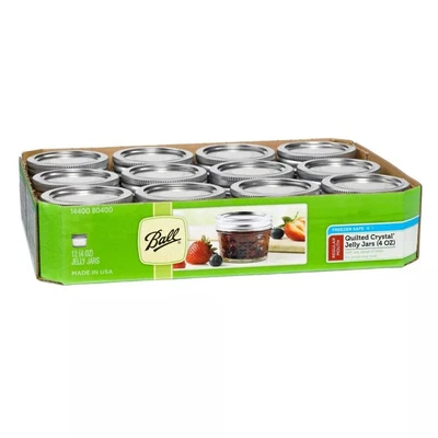 $31.39 • Buy Ball Regular Mouth Canning Mason Jar, Quilted Crystal Jam Jelly Jars 4oz 12-Pack
